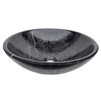 Black Marquina Antique Round Marble Solid Basin