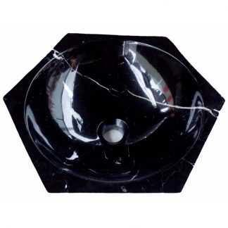 Black Marquina Polished Hexagon Marble Solid Basin