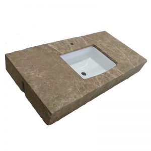 Brown Marble Stone Bathroom Vanity Tops with Square Sinks