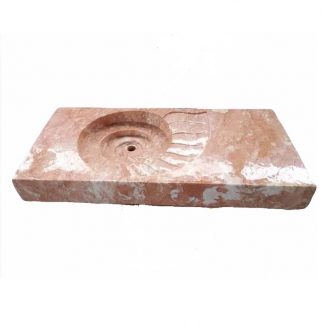 Rose Red Conch Marble Solid Basin