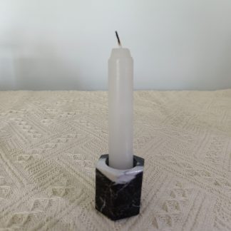 Candle holders black marble with white veins