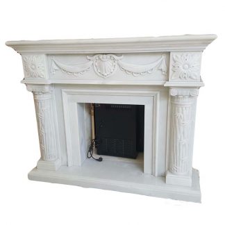 white marble electric fireplace surround